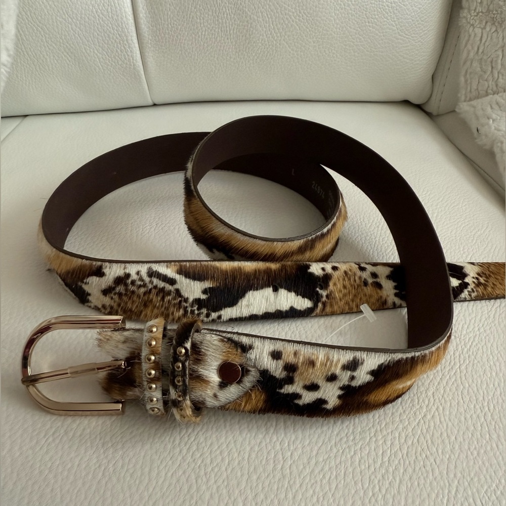 Vera Pelle Leopard Print Multicolor Animal Print Leather Belt